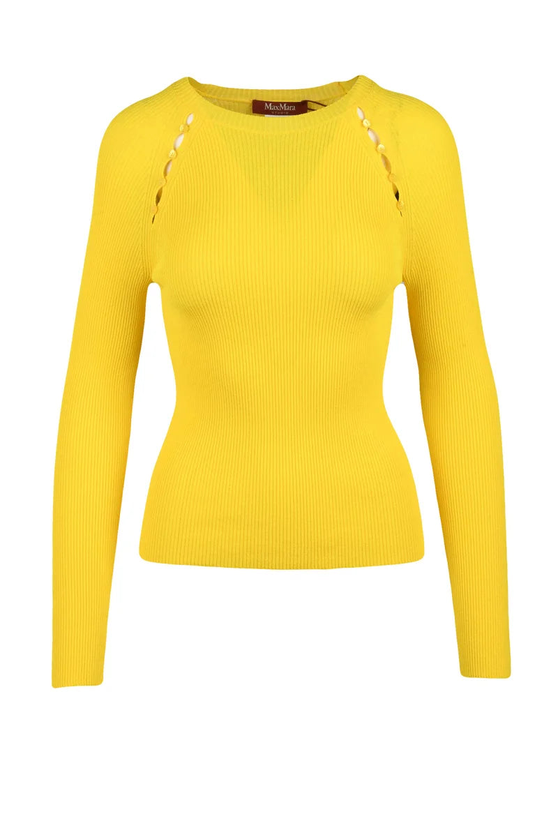 Max Mara Studio Maglia Sottogiacca Cannettato - Giallo