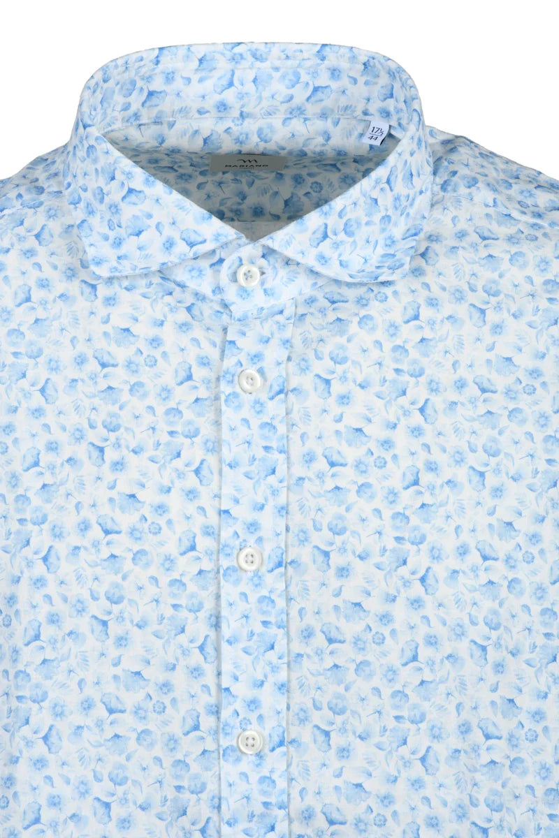 Mariano Napoli Linen/Cotton Shirt - White/Sky Blue