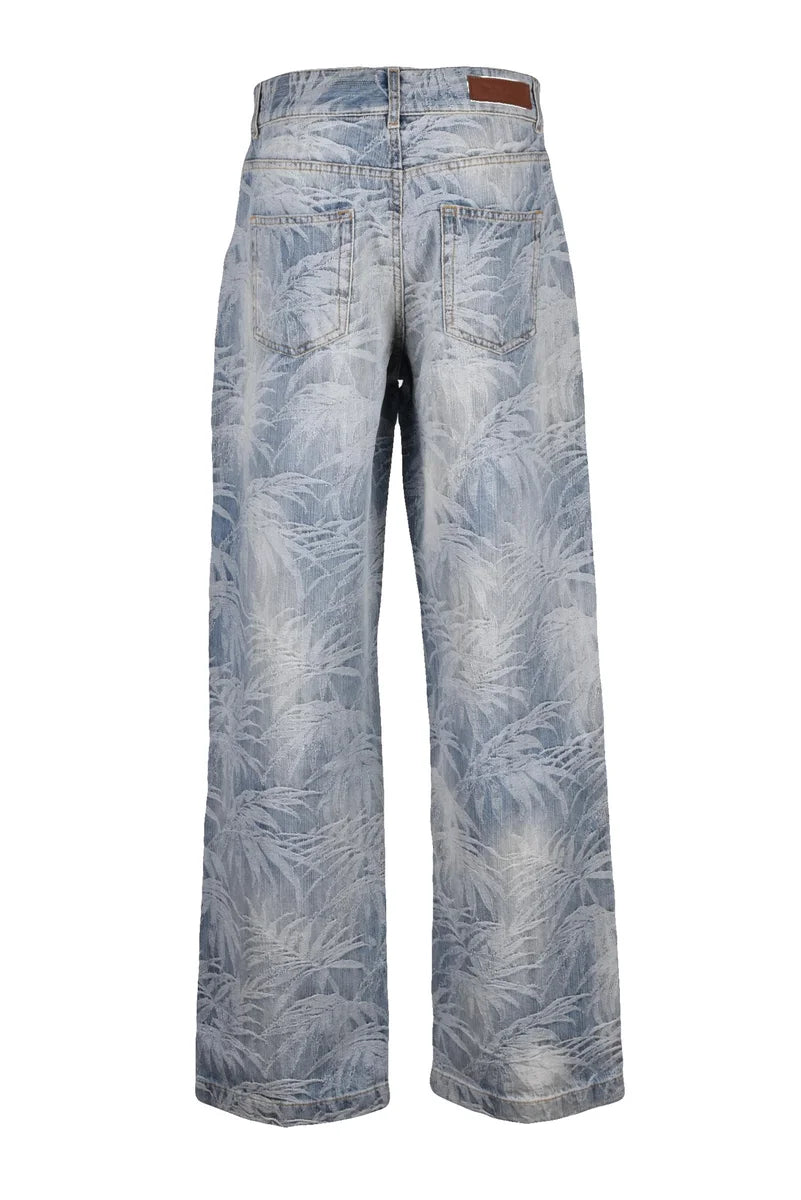 Palm Angels Jeans Loose Jacquard - Azzurro
