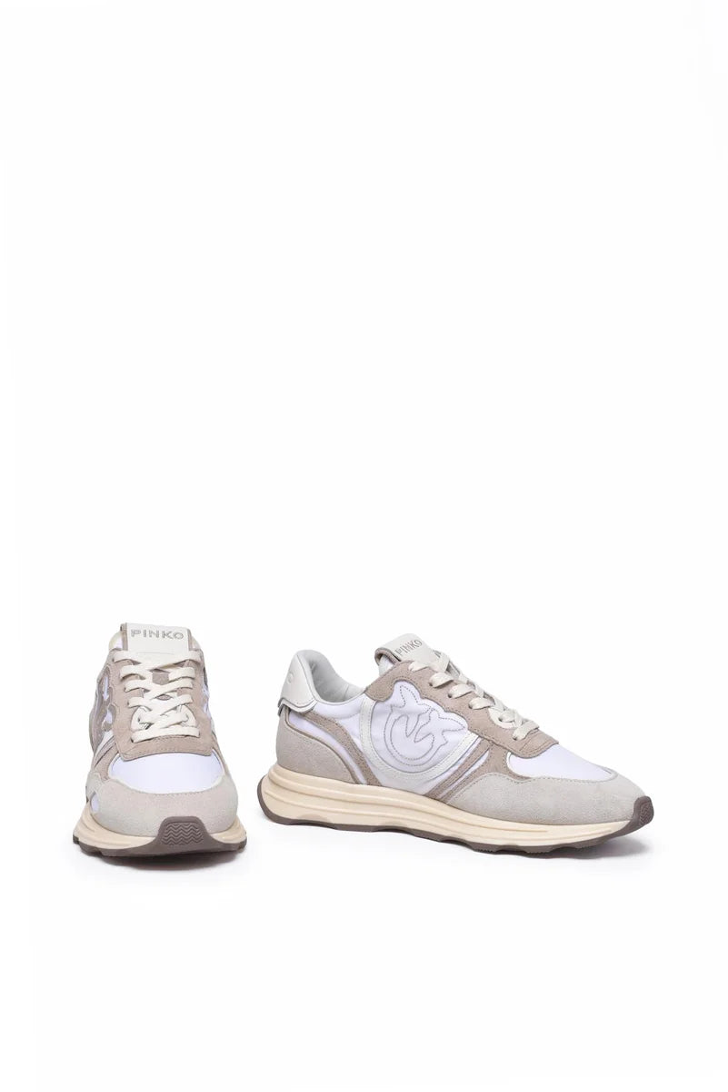 Pinko Sneakers Cow Pelle Fibre - Bianco/Beige