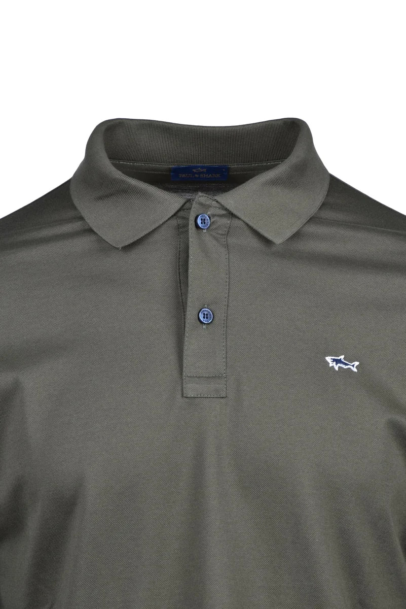 Paul & Shark Polo Manica Lunga Cotone - Verde Militare