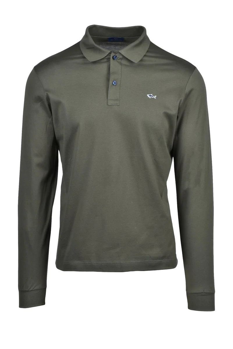Paul & Shark Polo Manica Lunga Cotone - Verde Militare
