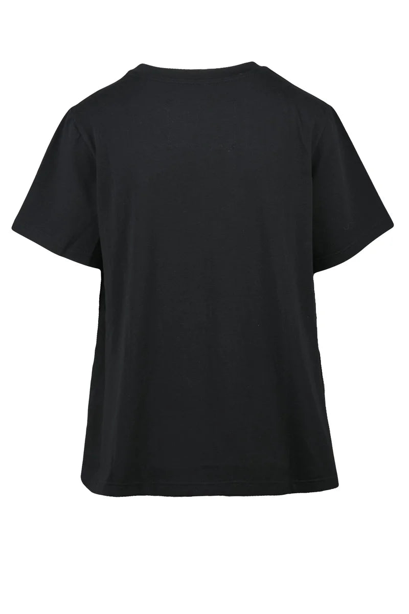Rose A Pois T-shirt Cotone Elastan - Nero