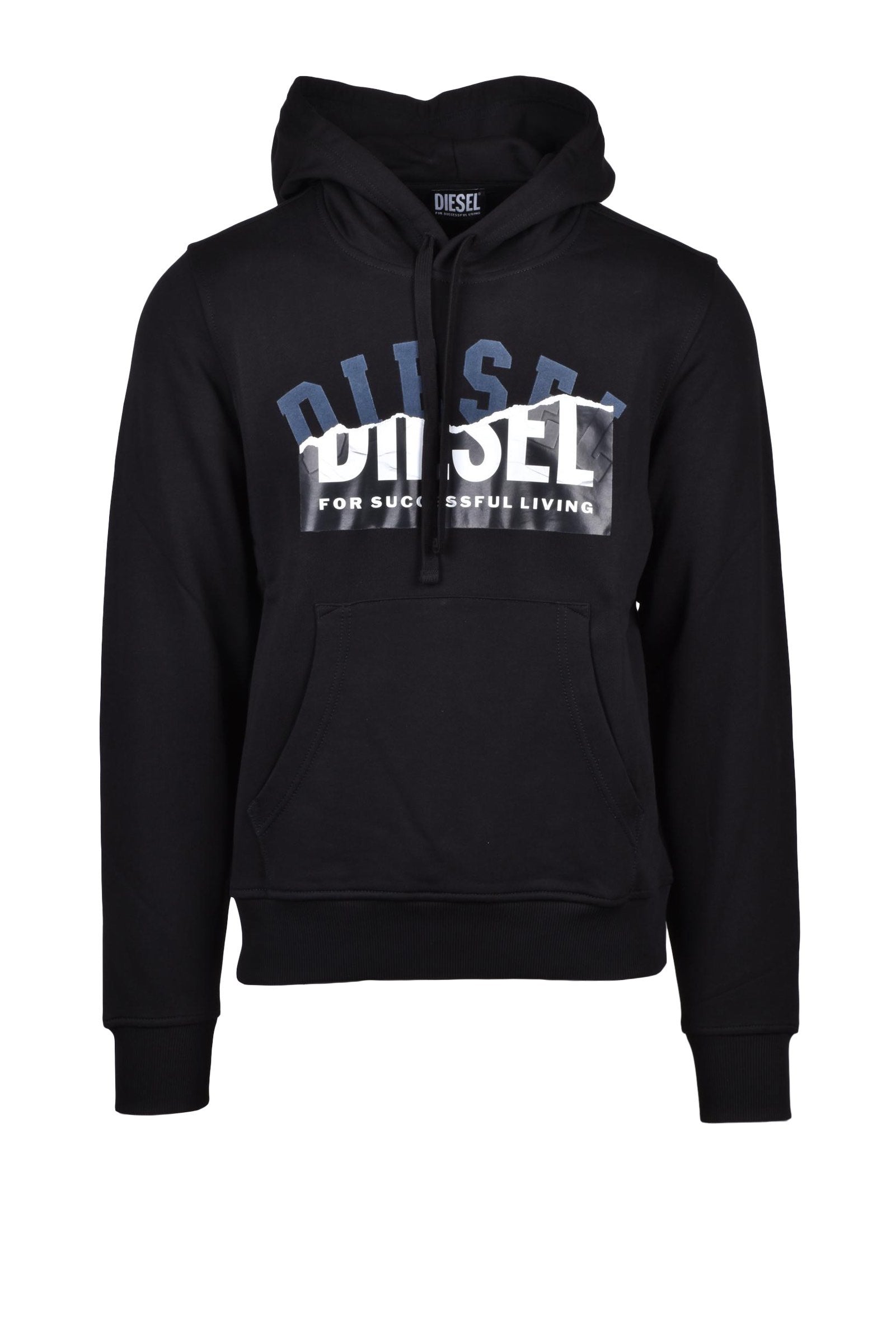 DIESEL – Felpa con Cappuccio in Cotone Logo Destroyed