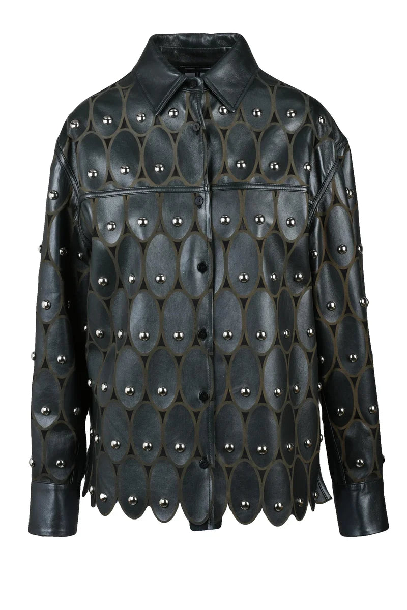 Sword 6.6.44 Camicia Pelle Borchie - Nero