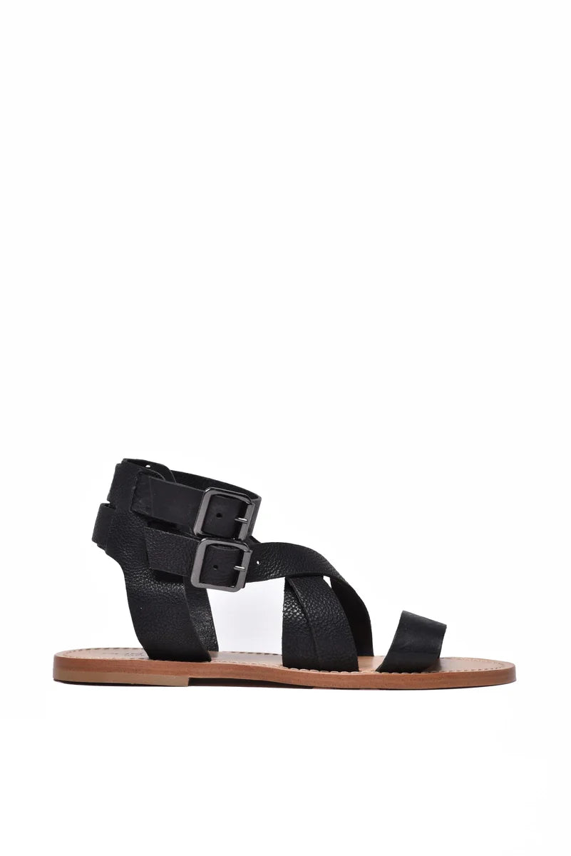 Post & Co Sandalo in Pelle con Cinturino - Nero