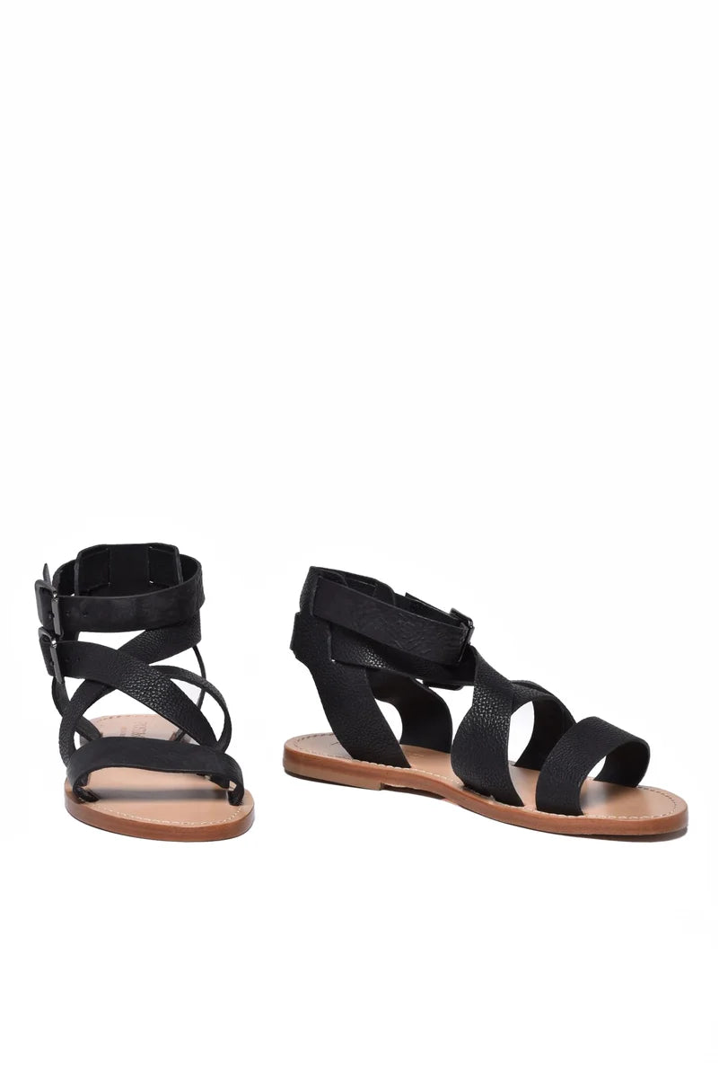 Post & Co Sandalo in Pelle con Cinturino - Nero