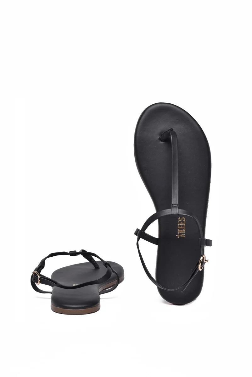 Tkees Leather Flip-Flops - Black