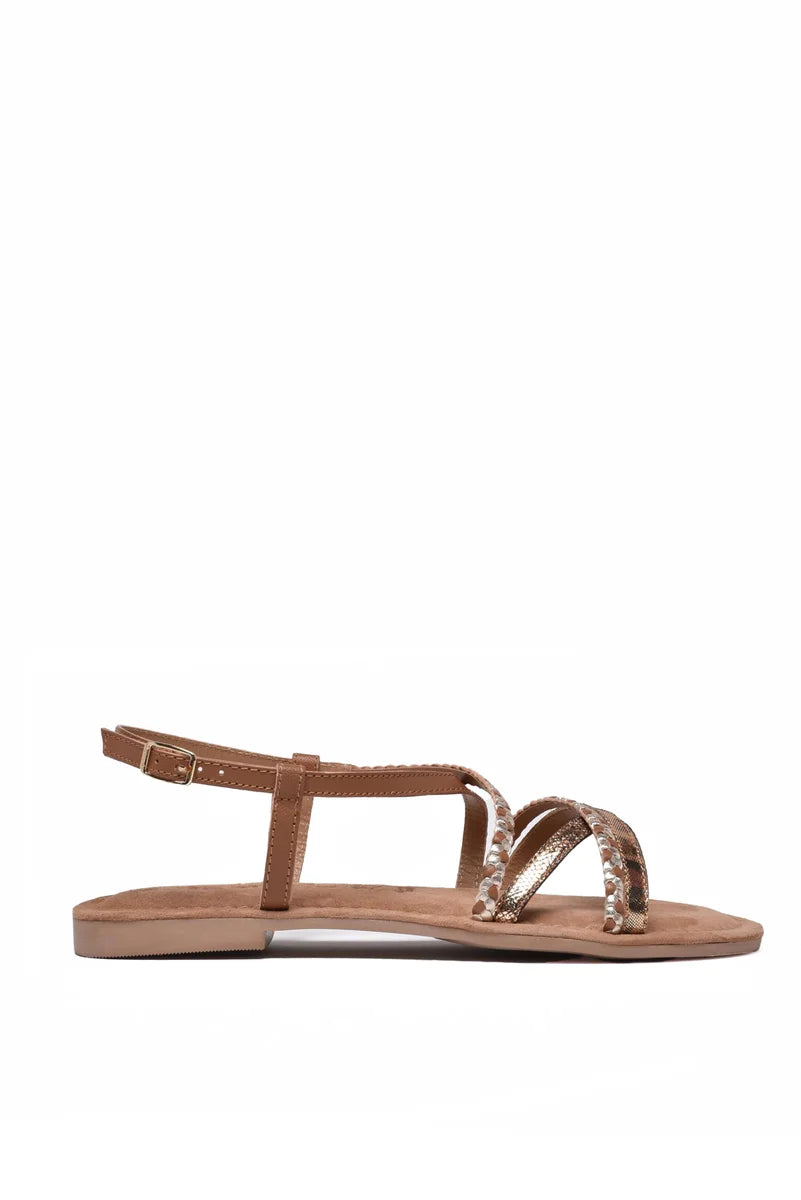 Tamaris Sandalo Flat con Cinturino - Cognac