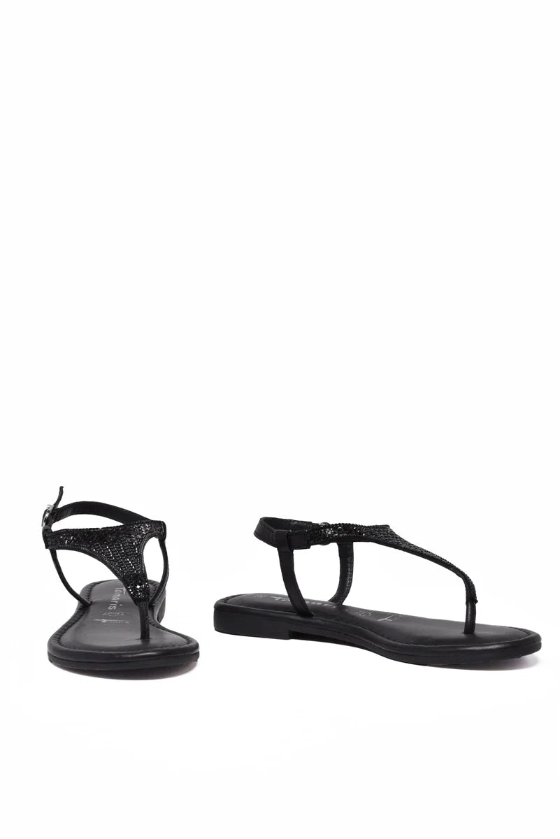 Tamaris Sandali Infradito Pelle Suola Gomma - Nero