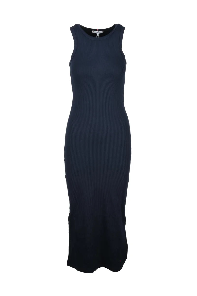 Tommy Hilfiger Abito Lungo Cannettato - Blu Notte