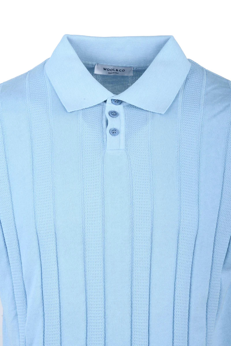 Wool & Co Polo in Maglia - Celeste