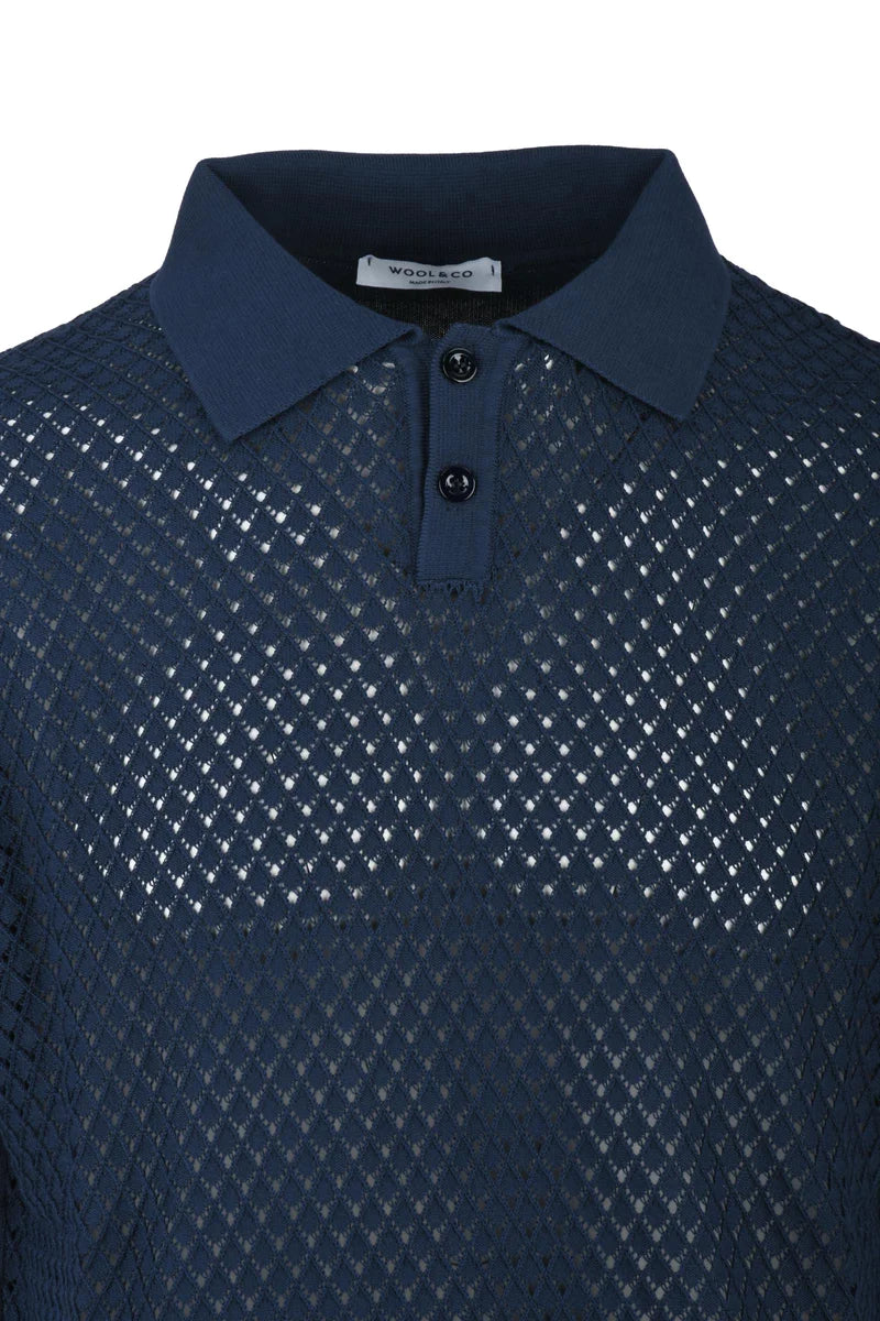 Wool & Co Polo in Maglia - Blu