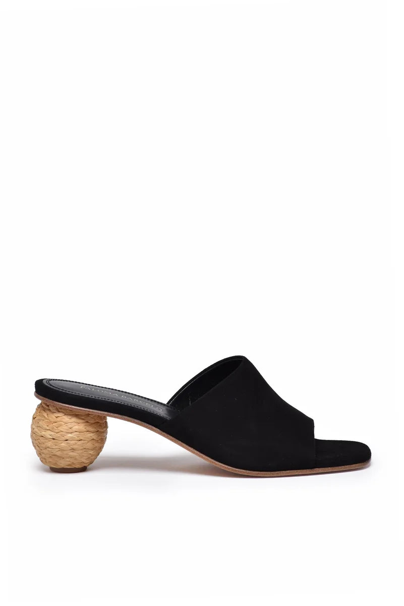 Paloma Barcelo Mules Suede Rafia Heel - Nero