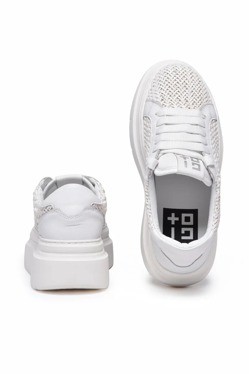 Gio + Sneakers Zeppa Pelle - Bianco