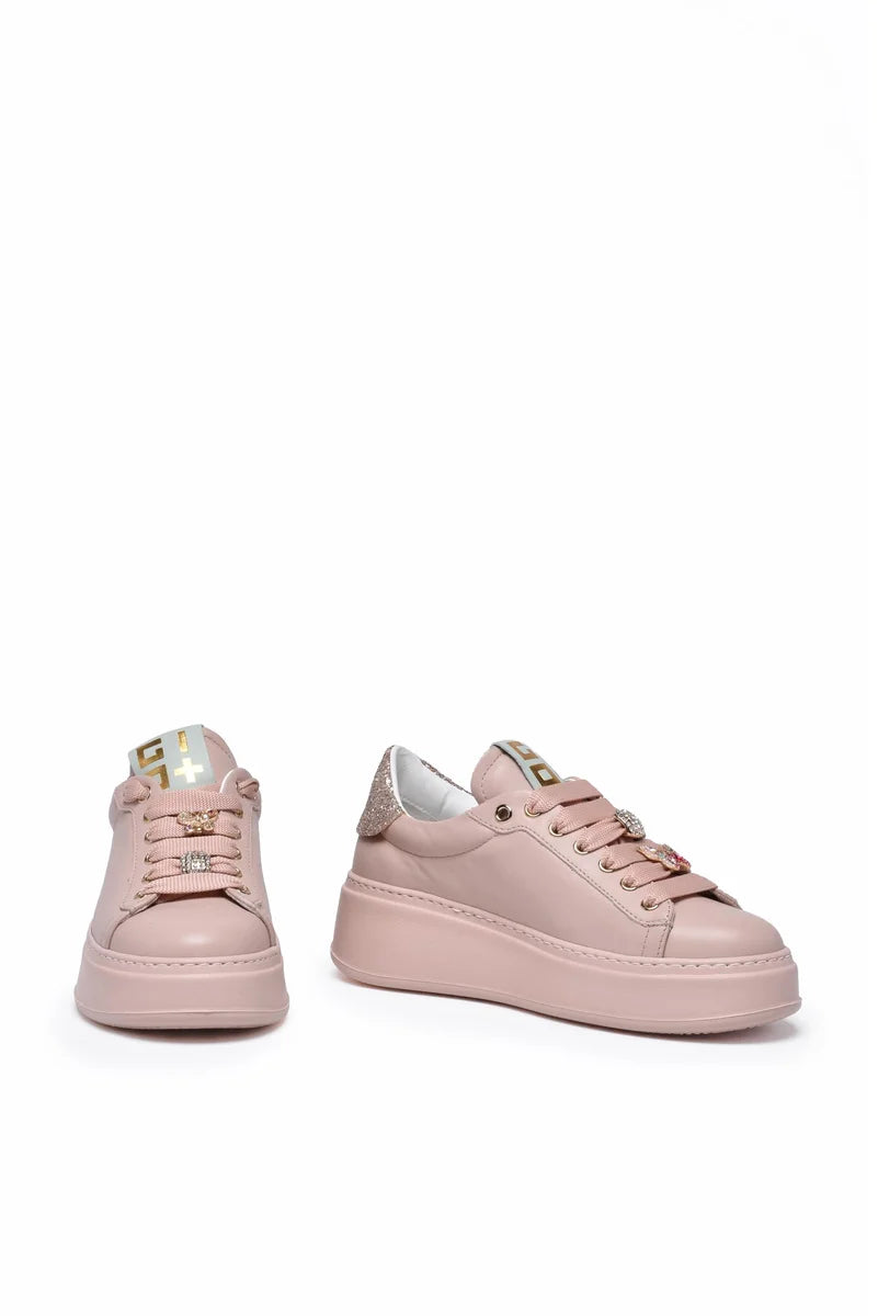 Gio + Sneakers Zeppa Pelle - Rosa