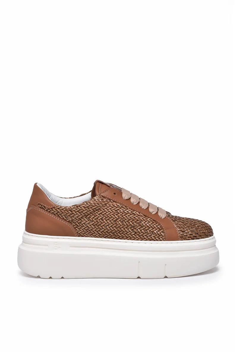 Gio + Sneakers Zeppa Pelle - Marrone