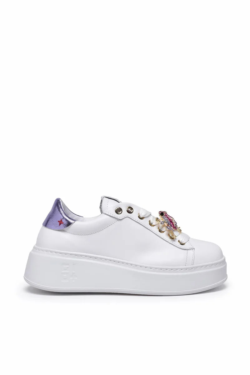 Gio + Sneakers Zeppa Pelle - White/Lilac