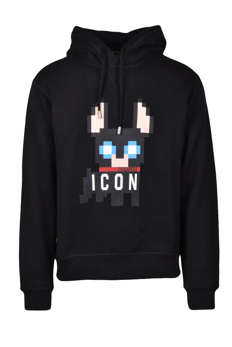 Dsquared2 Felpa con Cappuccio in Cotone - Nero