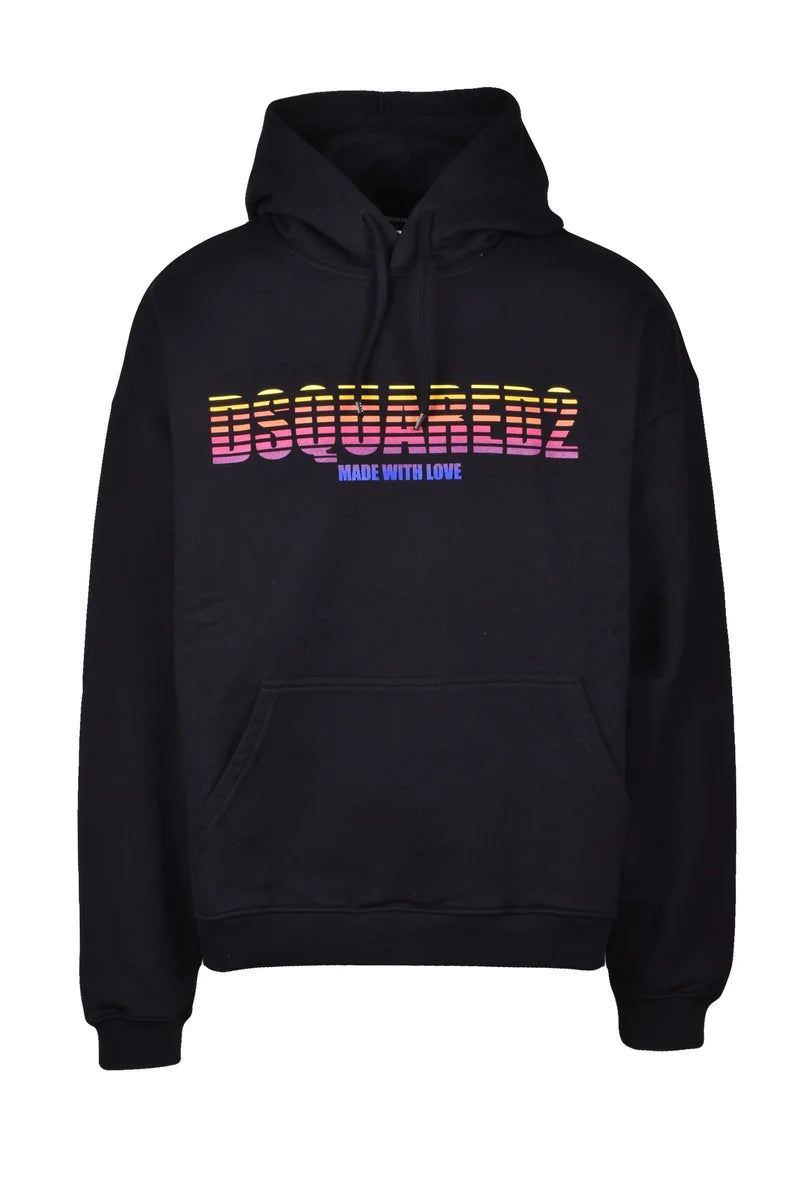 Dsquared2 Felpa Cappuccio Cotone Nero