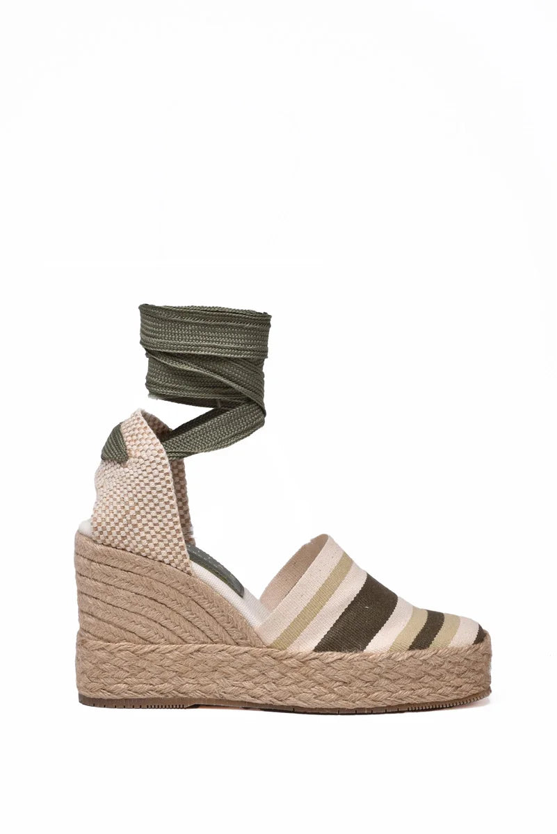 Palomitas By P.barcelo Wedge Espadrilles - Beige/Green