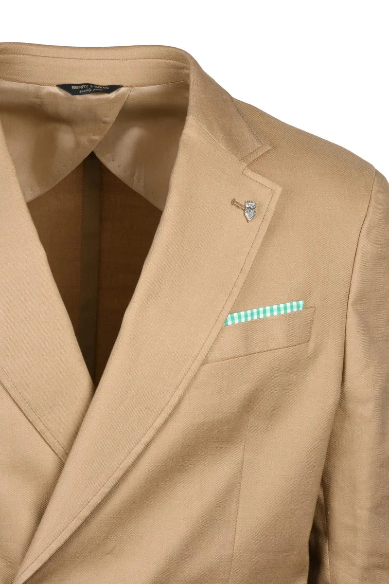 Berry & Brian Giacca Doppiopetto Lino e Cotone - Beige
