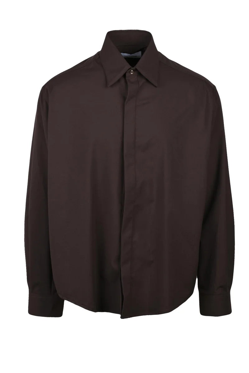 Dressism. Camicia Poliestere Viscosa Elastan - Marrone