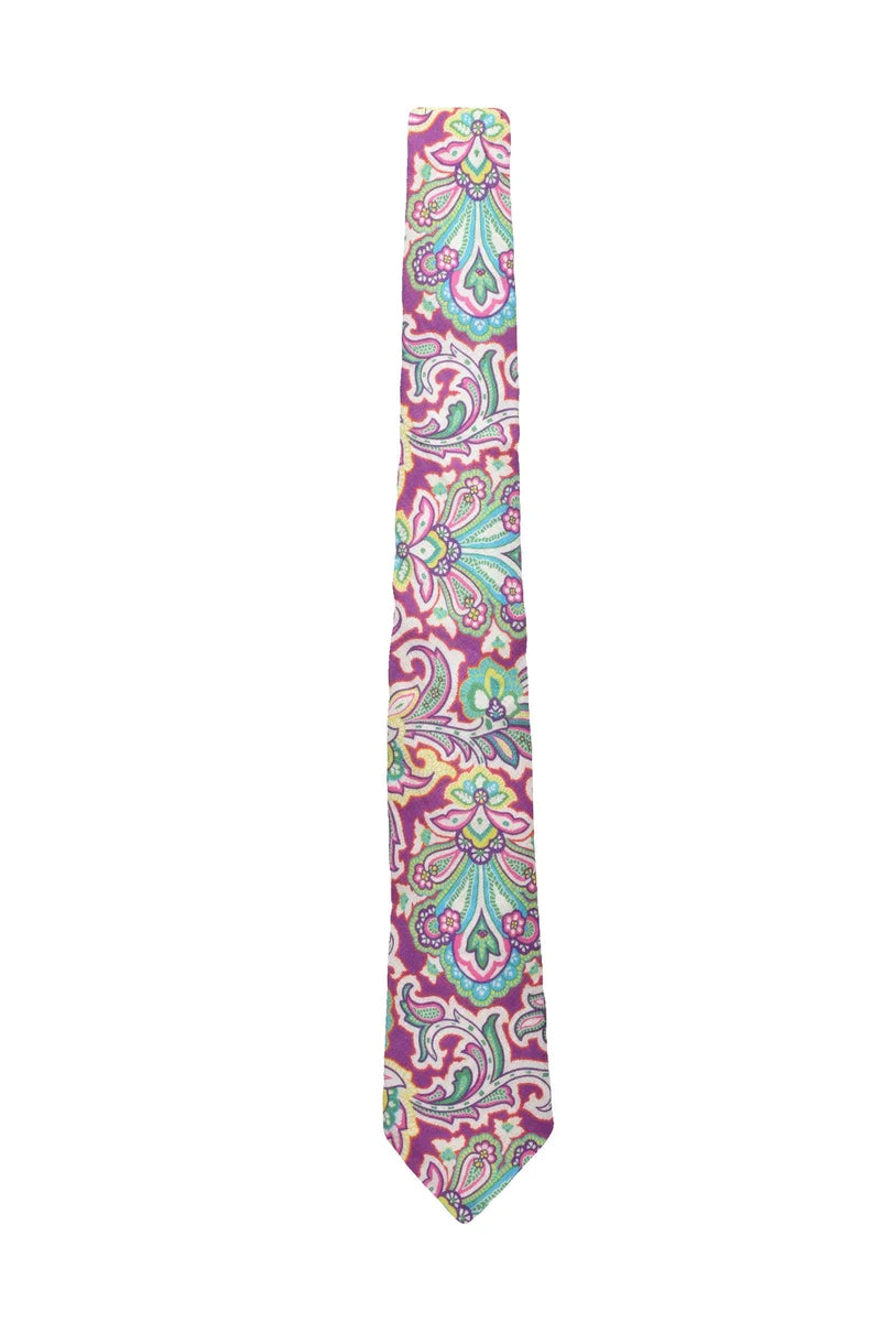 Etro Cravatta Fantasia in Lino - Multicolore