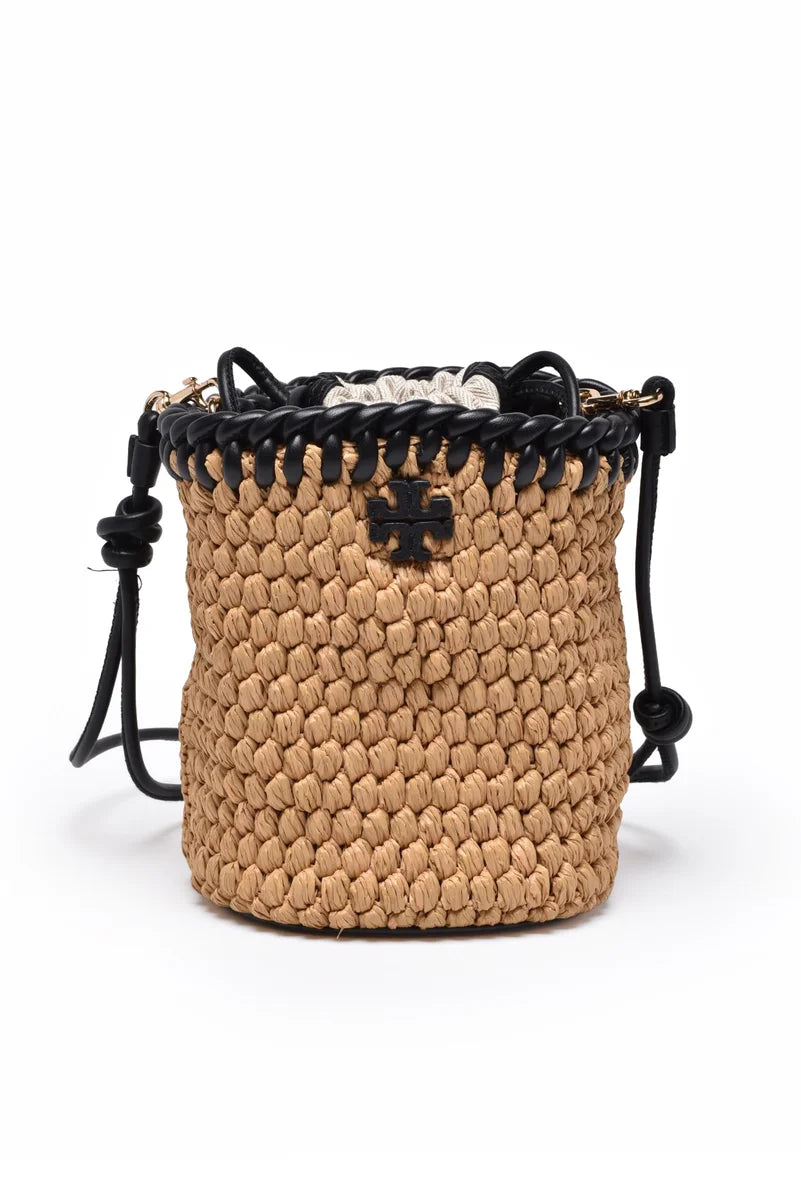 Tory Burch Emerson Bucket Rafia - Marrone