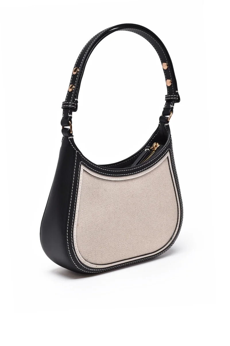 Tory Burch Emerson Canvas Shoulder Bag - Black/Beige