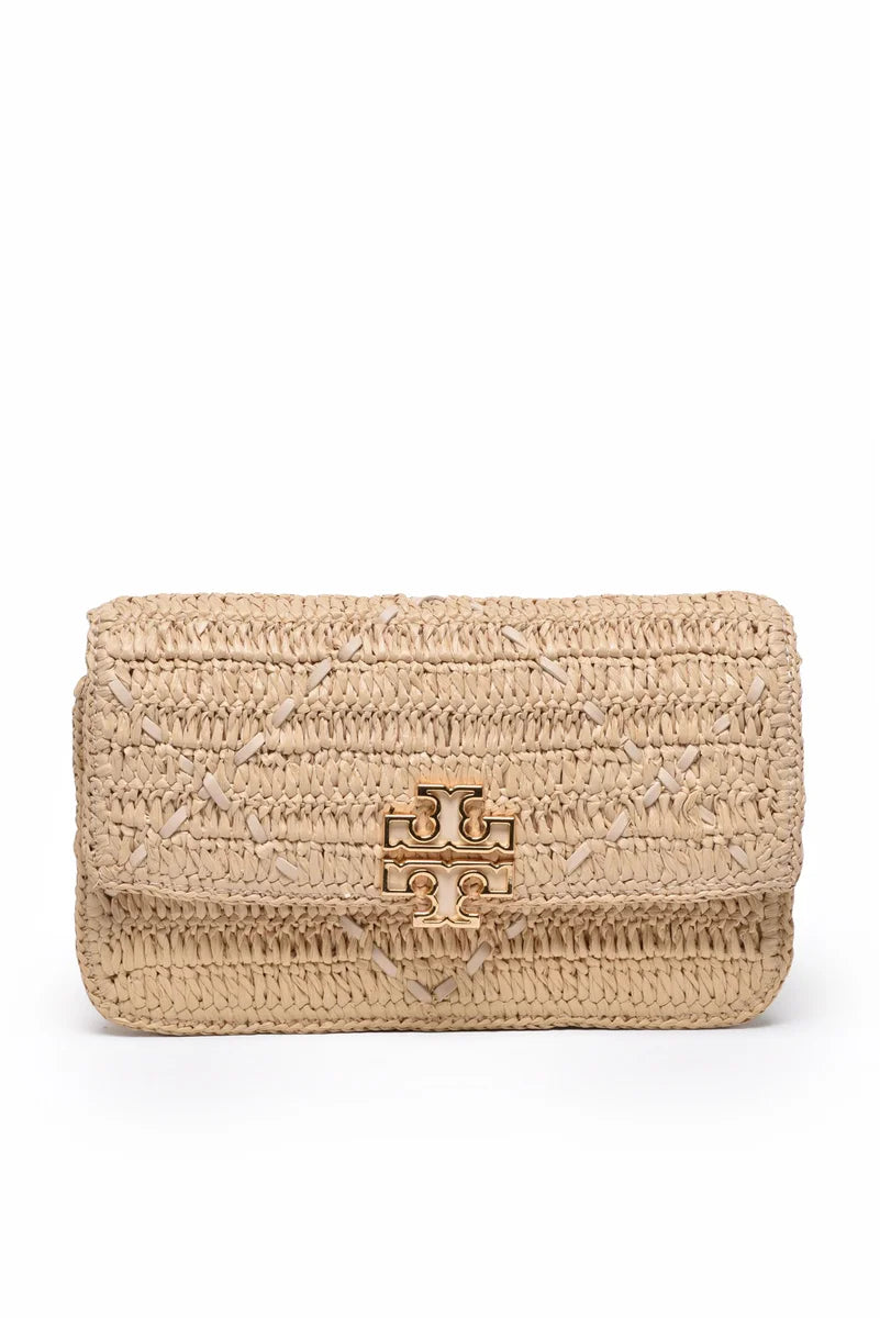Tory Burch Tracolla Britten Rafia Crochet - Beige