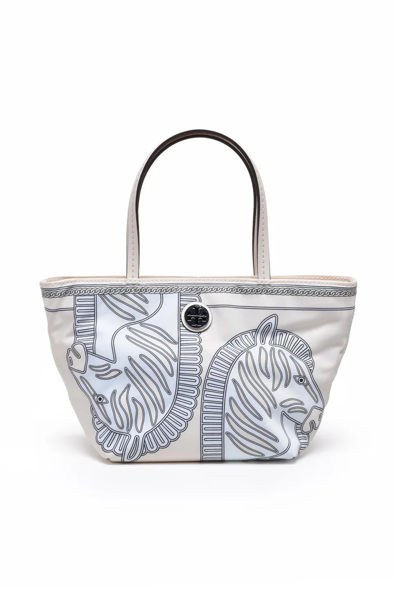 Tory Burch Borsa a Mano Nylon Printed - Bianco