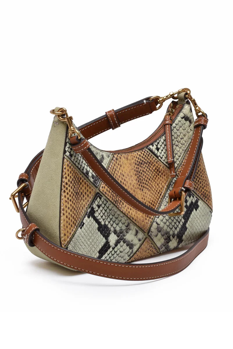 Tory Burch Thea Patchwork Convertible Borsa A Spalla - Green/Beige