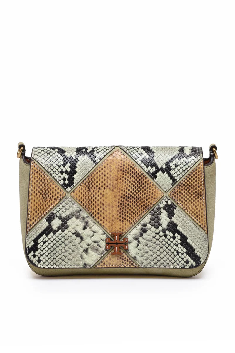 Tory Burch Thea Patchwork Flap Tracolla - Green/Beige
