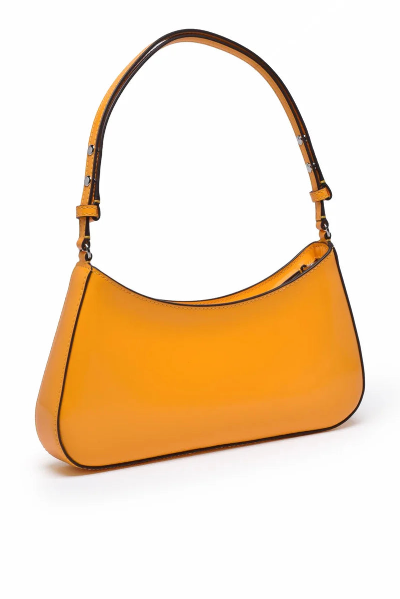 Tory Burch Emerson Patent Borsa a Spalla Nero/Arancio