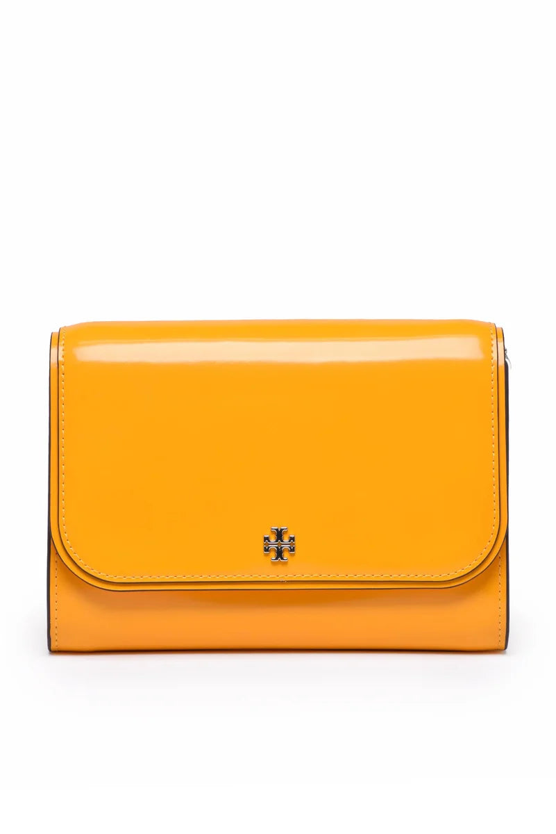 Tory Burch Emerson Patent Chain Tracolla - Nero/Arancio