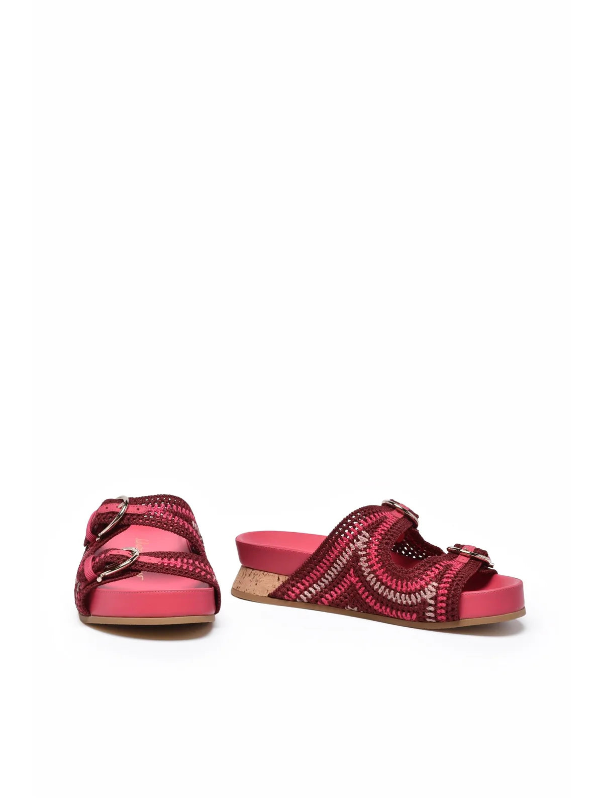 Salvatore Ferragamo Shaula Ciabatta Zeppa Rafia - Fucsia