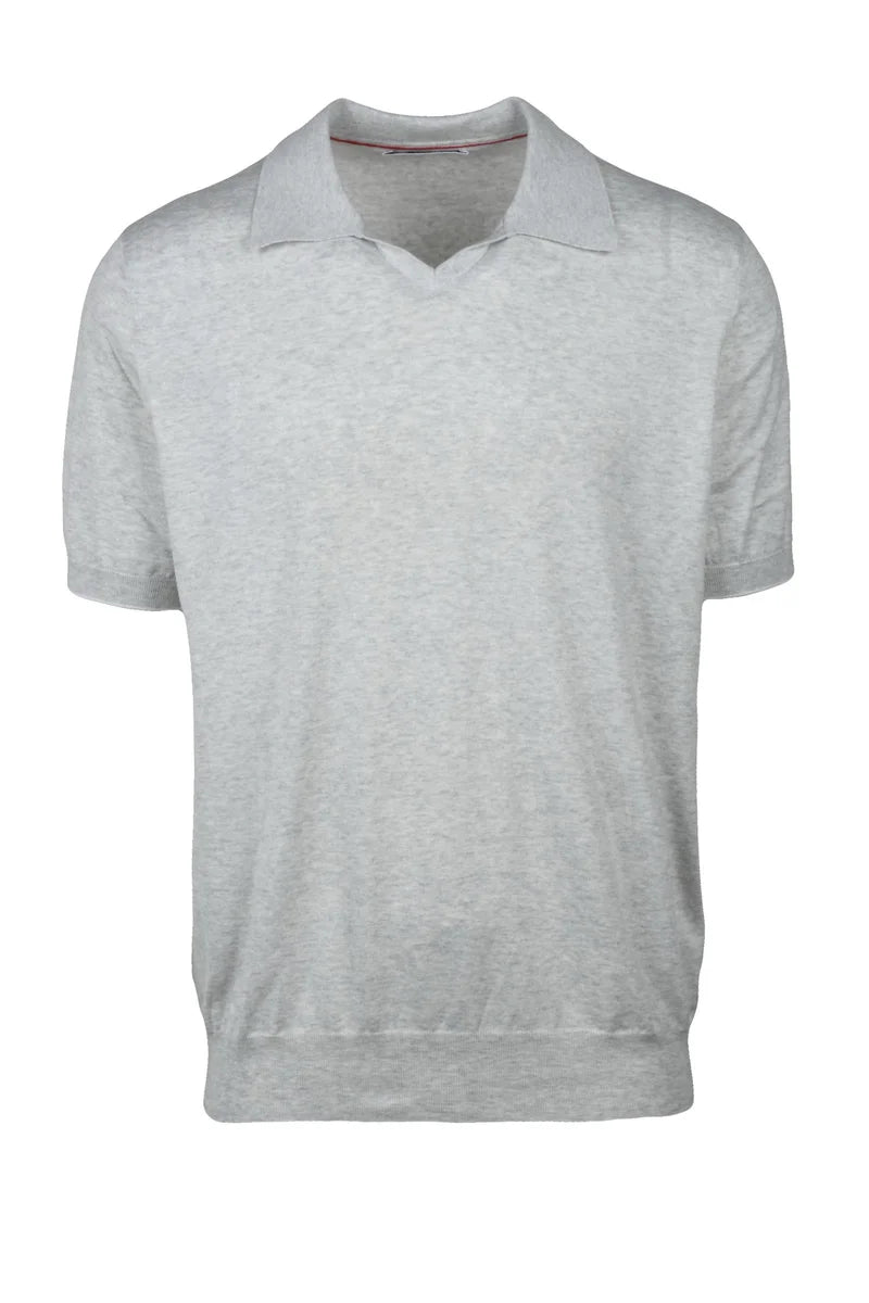 Brunello Cucinelli Polo in Maglia - Grigio Chiaro