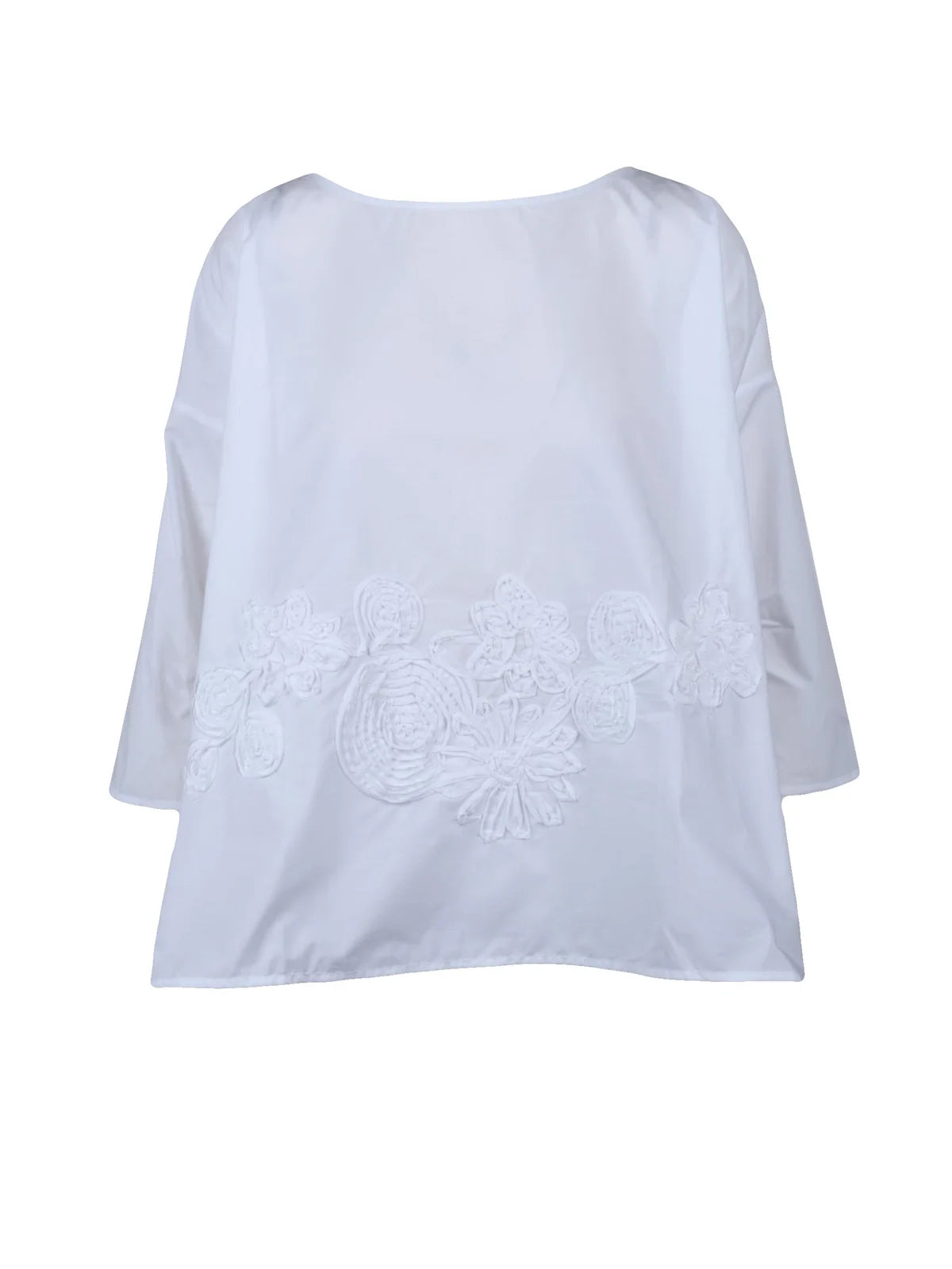 Whyci Blusa Cotone Ricami - Bianco