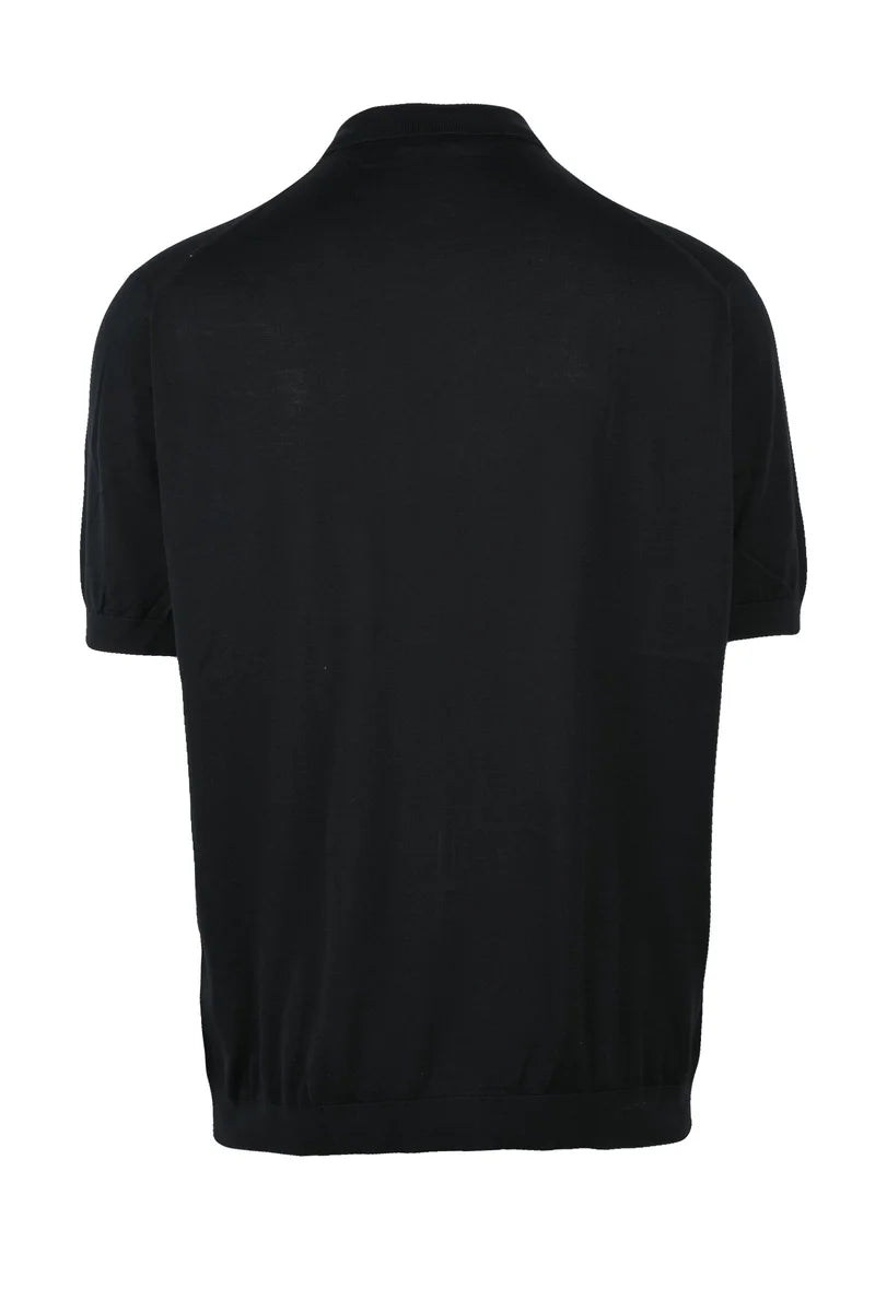 John Smedley Knitted Polo Shirt - Black