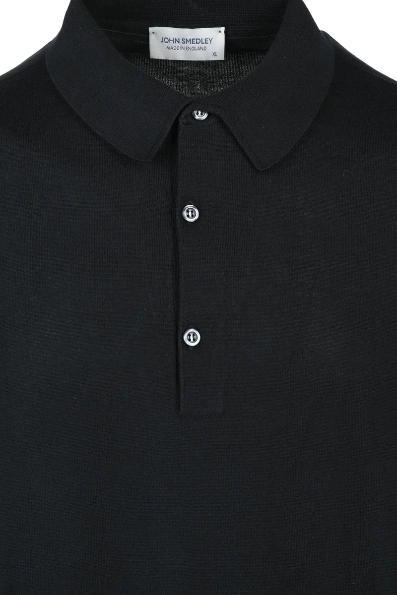 John Smedley Knitted Polo Shirt - Black