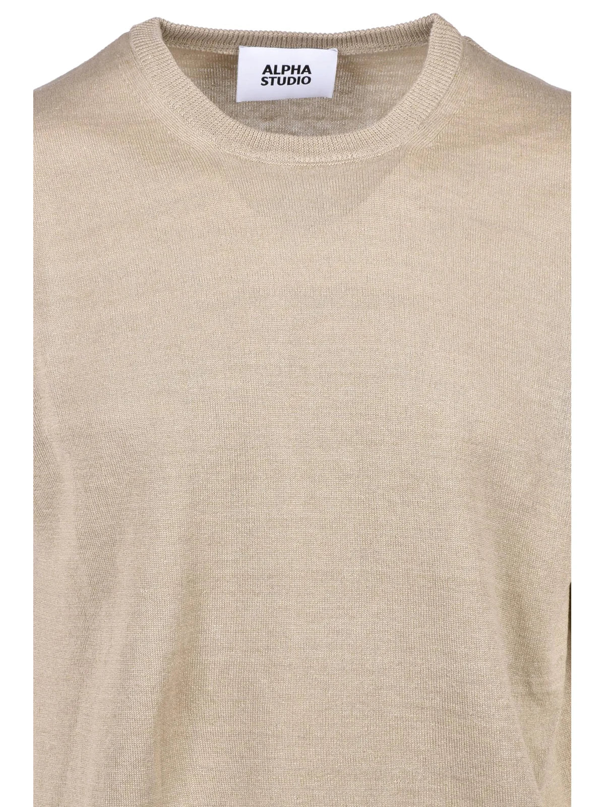 Alpha Studio Pullover Garzato Maniche Corte - Beige
