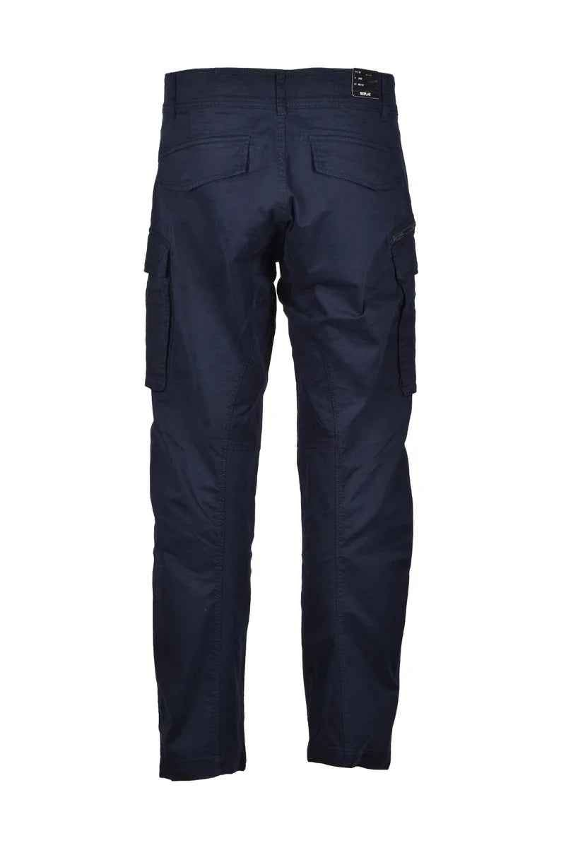 Replay Pantaloni Cargo Cotone Stretch - Blu Notte