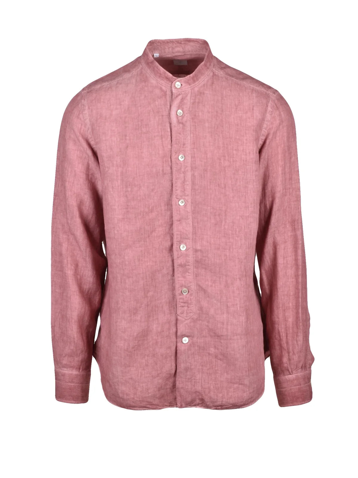 Eleventy Linen Mandarin Collar Shirt - Brown