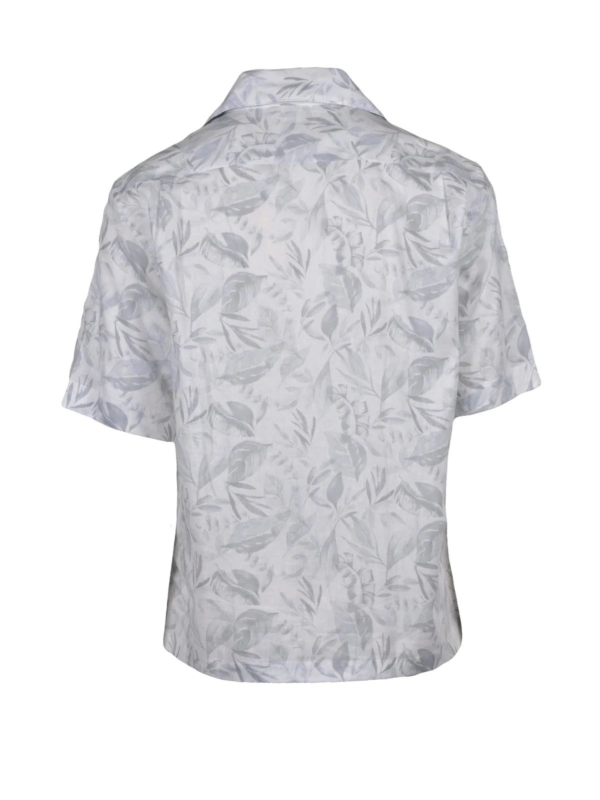 Eleventy Camicia Lino Cotone - Bianco/Grigio