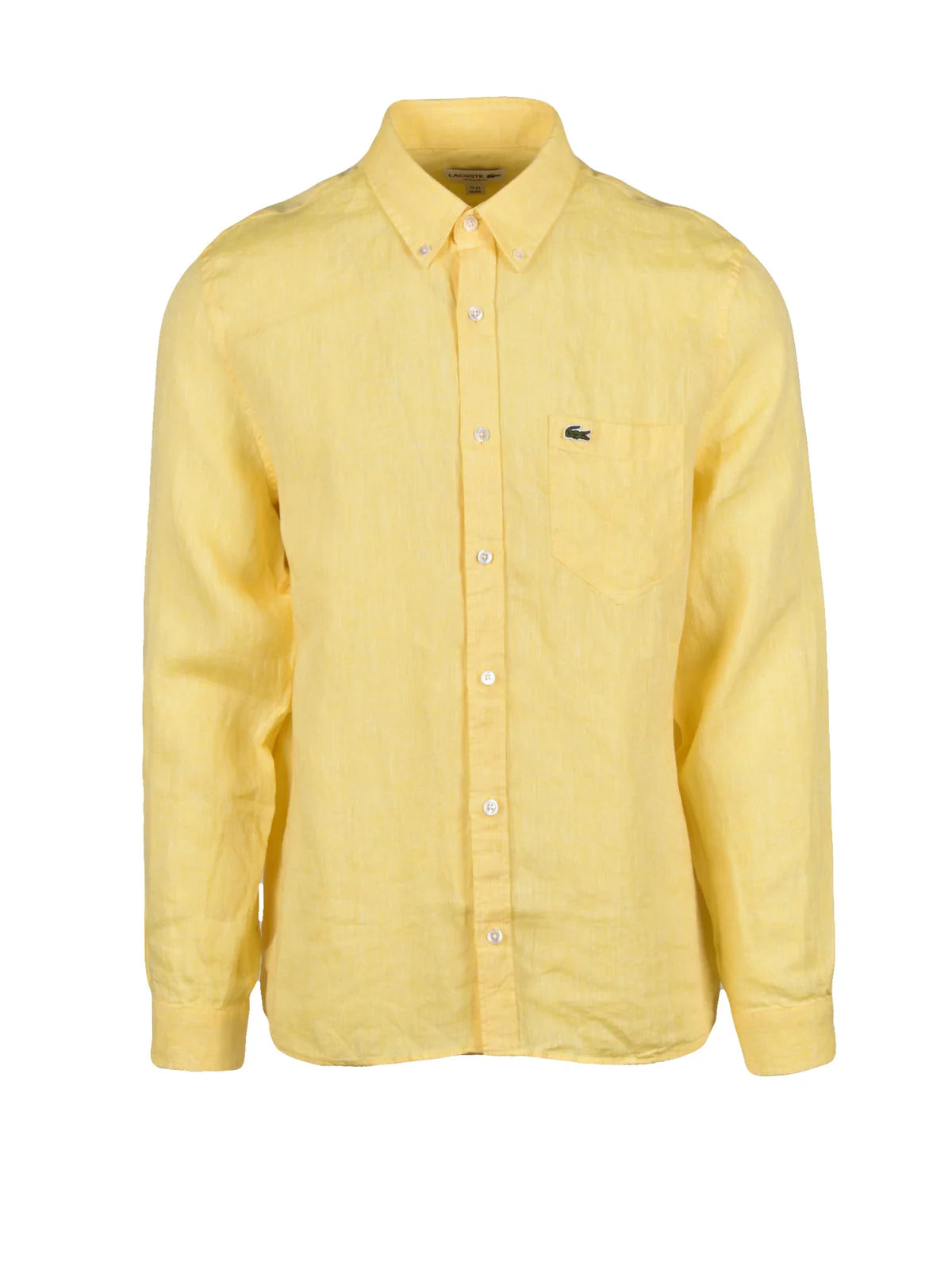 Lacoste Camicia in Lino Regular Fit - Giallo