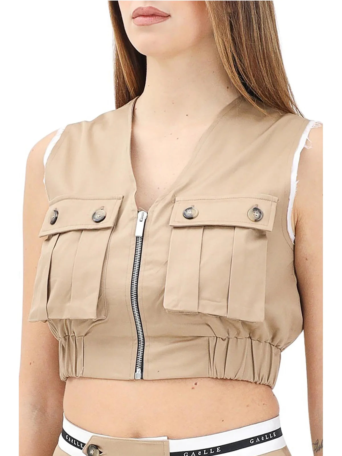 Gaëlle Gilet Cotone Stretch - Beige