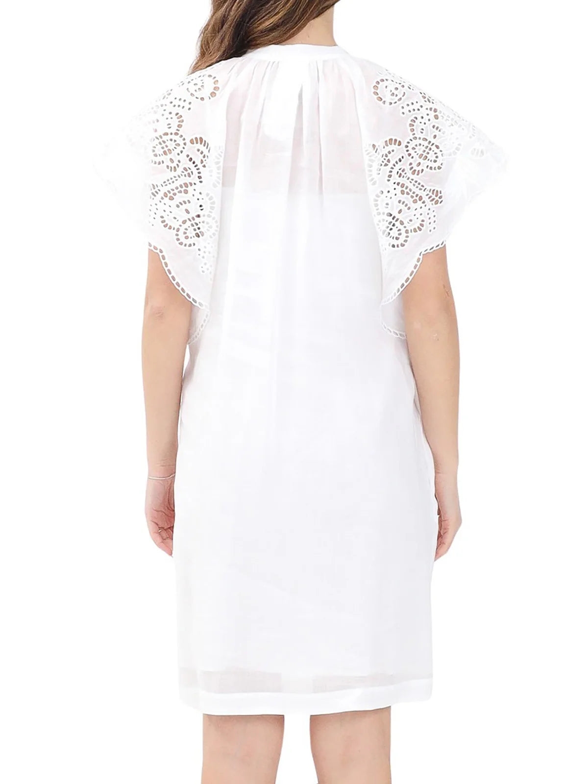 Max Mara Studio Abito Astor Ramie Ricami Sangallo - Bianco