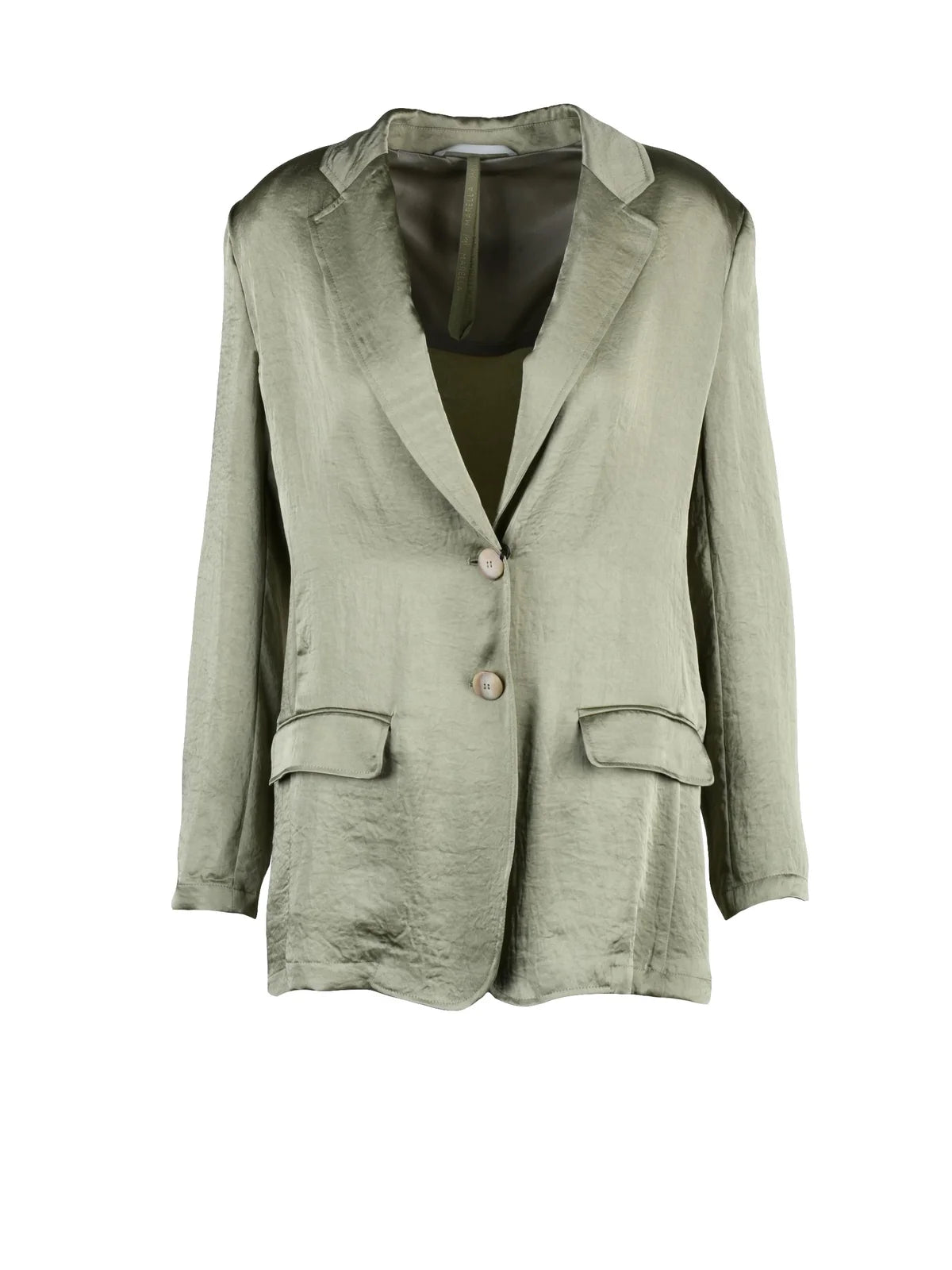 Marella Monochrome Blazer Satin - Verde