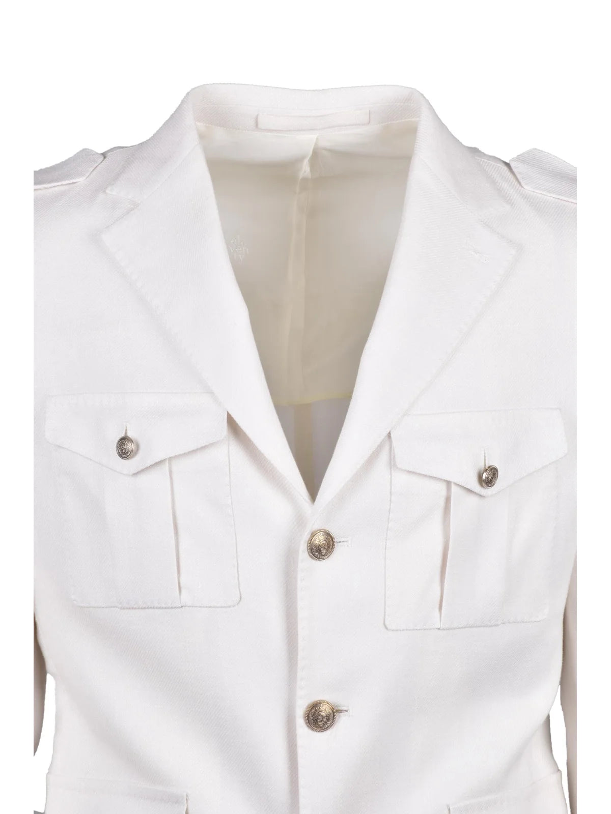 Eleventy Giacca Military Lino, Alpaca, Seta - Bianco